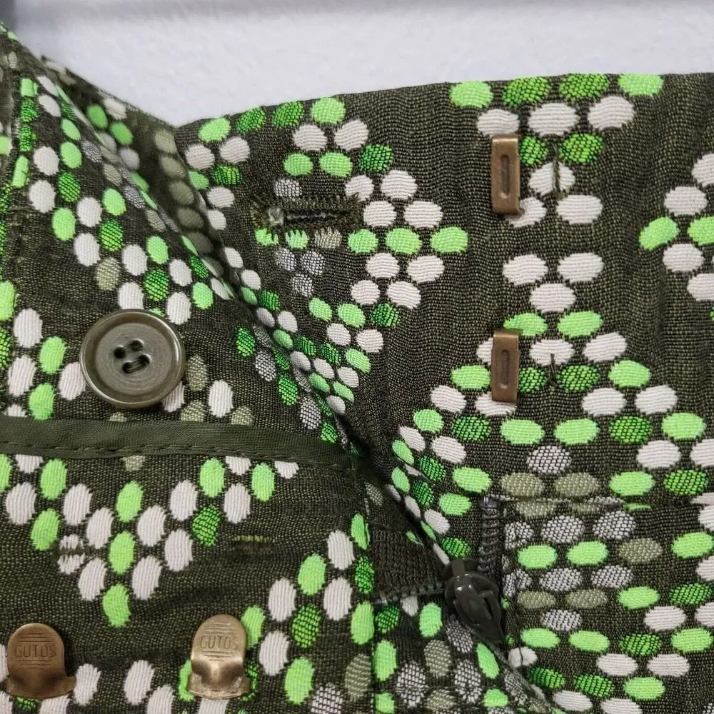 Akris Punto Pants sz 10 Madison Print Jacquard Crop In Agave geometric NWT - Picture 7 of 10